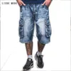 Pantaloncini da uomo Taglie forti Pantaloncini di jeans larghi larghi da uomo Moda Streetwear Hip Hop Skateboard Cargo Jeans corti per pantaloni corti dritti da uomo T230502