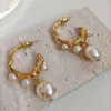 Серьги обруча Huggie Timeless Wonder Glam Baroque Pearl Geo для женщин ювелирные ювелирные украшения