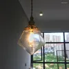 Pendant Lamps Handmade Brass Lamp Mouth Blown Clear Crystal Bubble Glass Suspension Light Cafe El Bar Bedside Ceiling Chandelier