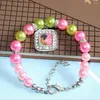 Charm Bracelets Çevre Dostu Metal Alaşım Sticker Organizasyon Etiketi Skee Pembe Yeşil İnci Sorority