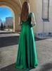 Abiti casual IDress Abiti da cocktail spaccati a maniche lunghe maxi da donna in raso verde formale per invitati a un matrimonio