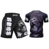 Erkek Trailtsits Cody Sıkıştırma Özel MMA Şort Tekdüze Miktar Seti Logo Spor Giyim Rashguard Tasarımı İki Pinkem