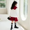 Men's Hoodies Terno das meninas 2023 Vestido de primavera infantil Sweater Korean Skirt Short Skirt de duas peças JK