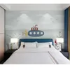 Sfondi minimalista sottomarino marino nordico cartone animato animale carta da parati moderna per bambini camera da letto sfondo decorazione della parete 2023