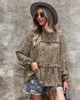 Blouses femininas UETEEY Design mais recente de manga longa de manga longa Mulheres de leopardo Print Chiffon Wholesale