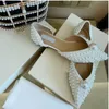 Flat Fashion Women Sweet White Pointedtoe poślizg na perłach pojedyncze buty Lady Flats 62980 s