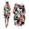 Повседневные платья Midi для женщин 2023 Печать Spaper Streetwear Мода с длинным рукавом женская одежда плюс одежда винтажные женские платья
