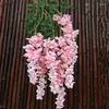 Fiori decorativi Fiore di glicine bianco Ramo lungo Fleurs Artificielles Decorazione di nozze Flores Appartamento Decorazione Ghirlanda Ghirlanda Muro