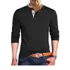 Men's T Shirts 2023 Spring Autumn Mens Polo Fashion Stand Collar Patchwork långärmad skjorta Män bomull Casual Tops Tees Man