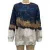Kobiet bluzy dla kobiet stylowy bluza skóry luźna zimowa zima vintage geometryczne wzór pullover na zewnątrz