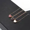 Anhänger Halsketten Klassisches doppelseitiges Design Exquisite Spitze Herz Muschel Halskette Edelstahl Rose Gold Farbe Liebe für Frauen