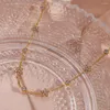 Correntes Moda Moda Splicing Flor Rounded Zircon Chain Colar para mulheres Tarnis de aço inoxidável Livre cor de ouro simples judeu judeu