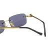 Designer-Sonnenbrillen quadratisch Carti-Brille Designer-Sonnenbrillen für Frauen Sonnenbrille Neue Leopardenkopf rahmenlose Männer männliche Persönlichkeit Mode mit Kurzsichtigkeit