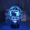 Night Lights 3D Hologram LED Nightlight Boyfriend Girlfriend Birthday Xmas Holiday Gift Bar Drink Coffee Shop Desktop Art Decor Lighting