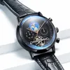 Armbanduhren 2023 Herren Business Tourbillon Automatik Mechanische Uhren Mode Farbverlauf Zifferblatt Herren Leder Wasserdichtes Armband 8613BWristwa