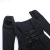 Casual Dresses Autumn Winter Long Sleeve Belt Waist Repair Women's A Line Dress 2023 Sexy Black Sweetheart Neck Lace Backless Female