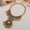 Pendant Necklaces Vintage Coin Tassel Hollow Carved Design Necklace Women Jewelry Big Bib Choker Maxi Statement Collar