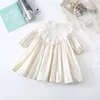 Mädchen Kleider Koreanischen Stil 2023 Frühling Baby Mädchen Party Prinzessin Kleid Spitze Kragen Langarm Kleinkinder Kinder Ballkleid Kinder Fee