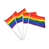 UPS 14x21cm Rainbow Flag med flaggstång Rainbow Gay Lesbian Homosexual Bisexual Pansexuality Transgender LGBT Pride