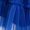 Flickklänningar Royal Blue Ballgown Flower for Weddings Sparkly paljetter Hi-Lo Tulle Tutu Kids Pageant Gowns Birthday