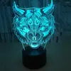 Nachtlichter Leopard Face Touch 3D-Nachtlicht USB-LED-Stereovisionslicht Neuheit Luminaria De Mesa-Leuchten