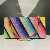 Shoulder Bags Elegant Women Evening Clutch Bag Fashion Rainbow Color 2023 Ladies Party Prom Messenger Handbags Female Crystal 230426