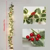 Decorative Flowers Christmas LED String Lights 20led Red Berry Garland Fairy Light Wall Hanging Pendant Xmas Year Party Home Decor