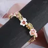 Bracelets porte-bonheur Style pastoral romantique émail glaçure perle fleur abeille tirer haricot Bracelet réglable