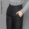 Pantalon femme femmes chaud vers le bas coton femme rembourré matelassé pantalon taille élastique décontracté dames Leggings G497