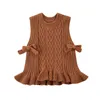 Pullover Baby Girl Fashion Bow Solid Sweater Vest 6m-3y Enfant pour enfant en bas âge printemps