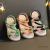 Sandaler Summer Little Girl Sandals Flowers Simple and Lovely Pink Children's Sandals Toddler Baby Soft Leisure Schoolgirlsshoe