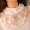 Robes Décontractées Princesse Douce Lolita Robe Bonbons Pluie Perles Perles Chaîne Fleur Flocon De Neige Cheveux Fourrure Pom Col Montant Dentelle C16CD6115