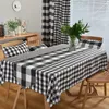 Table Cloth Blue Plaid Tablecloth Small Check Fabric Cotton Linen Coffee Shop Rectangular Modern Simple Household Custom1