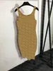 Womens Letter Jacquard Dress Sleeveless Knitted Dresses Sexy Tight Knits Dress Party Bodycon Dresses