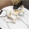 Witte peep teen parels sandalen mode dunne hoge hak dame bruiloft bruidsjurk schoenen dames gladiatoren groot formaat 35-42