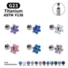 Stud Küpe Çiçek Piercing G23 Titanyum Opal ve Labret F136 CZ Kadın Vücudu Takı Toptan Dişli Burun Gösterisi