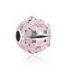 925 sterling silver charms for jewelry making for pandora beads Jewelry Gift Wholesale Pink Pave Flower Heart Lock Clip Bead