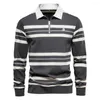 Men's Polos Striped Polo T Shirt For Men Korean Fashion Clothing Spring Summer 2023 Tops Sportwear Wholesale Clothes 80% Cotton