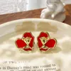 Stud Earrings Vintage Fashion Trend Heart Shape For Women Sweet Girls Cute Love Dangle Drop Brincos Jewelry Accessories