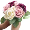 Decorative Flowers Heads 2023 Beautiful Rose Artificial Silk Small Bouquet Flores Home Party Spring Wedding Decoration Fake Flower & Wreaths