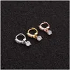 Shiny Inlaid Cubic Zircon Cartilage Huggie Hoop Earrings 14k Gold Plated High Quality Creative Cross Heart Flower Small Ear Ring Piercing Buckle Puncture Jewelry