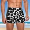 Maillots de bain pour hommes noir et blanc imprimé vache maillot de bain motif taches animaux rester en forme boxeurs de bain grande taille entraînement