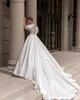 Sukienki imprezowe Sodigne 2023 Modern Boho Suknie ślubne Satynowe rękawy Bow pociąg cekin koronkowy sukienka ślubna sukienki Women Wedding Suknie T230502