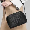 Kvällspåsar Motingsome Knited Series äkta läderkvinna axelväska Crossbody Luxury Cowhide Woven Ladies Daily Purses Black 2023