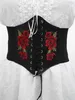 Outros acessórios de moda rosa Bordado de couro PU Black Stretch Women Women Design de luxo Moda Casual Dress Lace Up Corset Gothic Bohemian Belt J230502