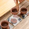 Tools Japanese Wooden Tea Cup Pad Resin Pine Coffee Cup Mat Pad With Holder Coasters Durable Heat Insulation Square Round Mat Set