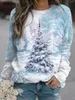 Women's T Shirts 2023 Women's T-Shirts Christmas Snowman Print V-Neck Costumes mode TOPS Long ärms Sport Streetwear