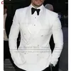 Costumes pour hommes (un blazer) Blazer de luxe blanc ivoire pour hommes coupe ajustée garçons d'honneur marié fête dîner costume de mariage veste manteau de bal smoking hauts