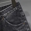 Men's Shorts Black Gray Men's Straight Denim Shorts Summer New Elastic Fashion Spray Paint Hip Hop Youth Short Jeans Streetwear T230502