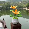 Fleurs décoratives Crocheted Marsh Marigold Plants Bonsai Artificiels Cadeaux Tricotés À La Main Pour La Maison Chambre Table Décorations De Bureau Accessoires